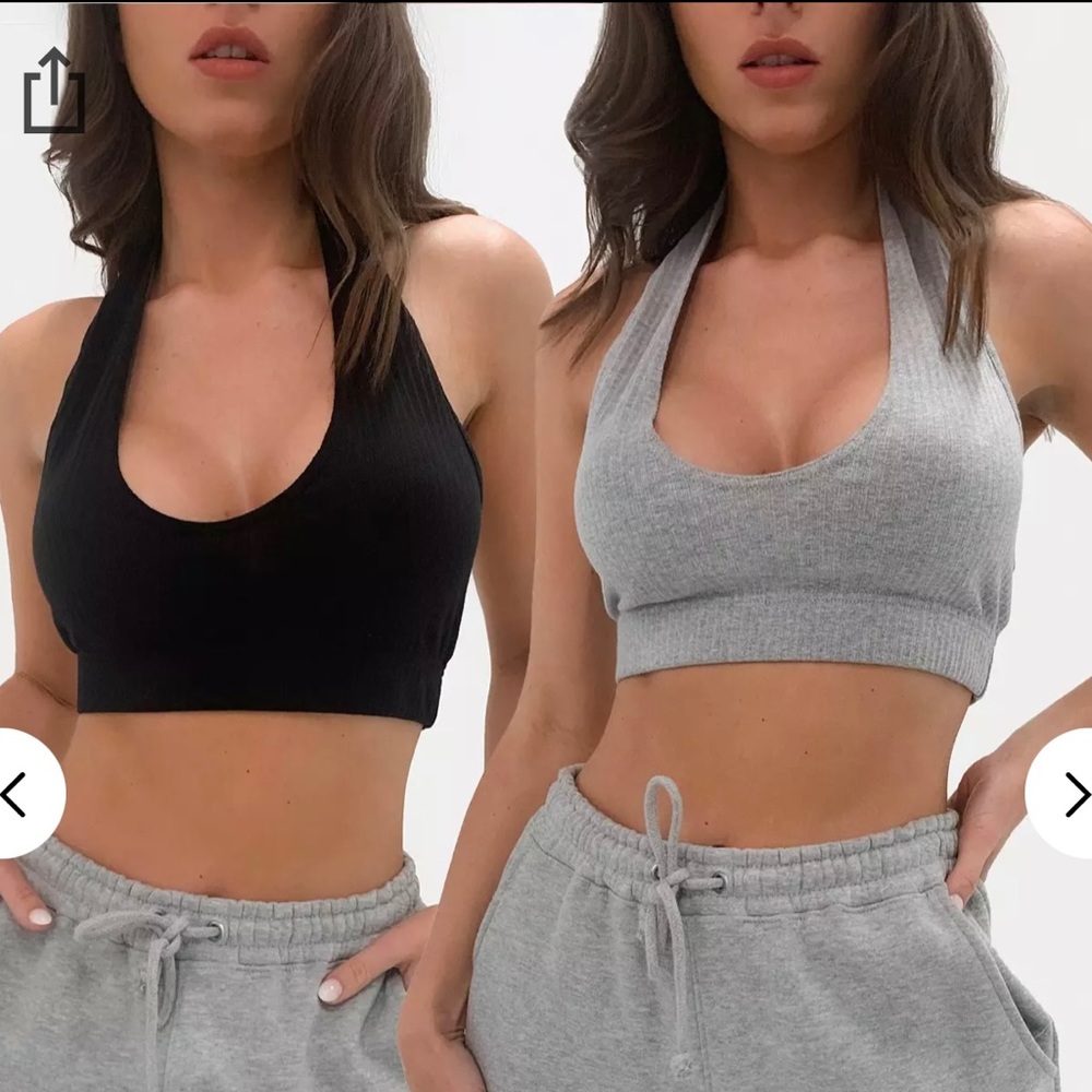 Missguided micro rib halter bralette